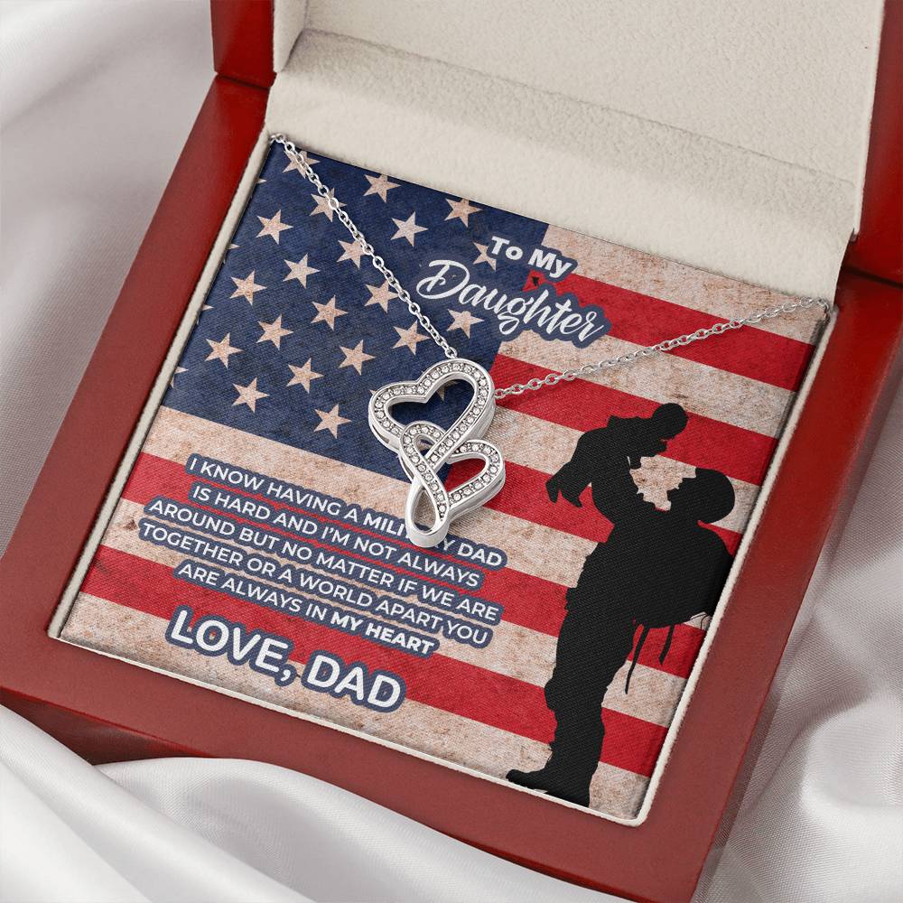 To My Military Daughter - Gift From Military Dad To Daughter - Military Daughter Gift - I Know Double Hearts Necklace