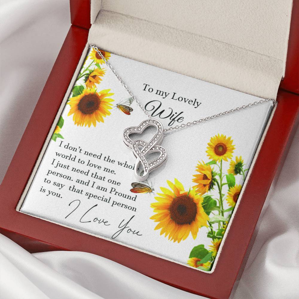 To My Wife With Pod Message Cards Husband Gift To Wife Love Your Husband. Double Hearts Necklace