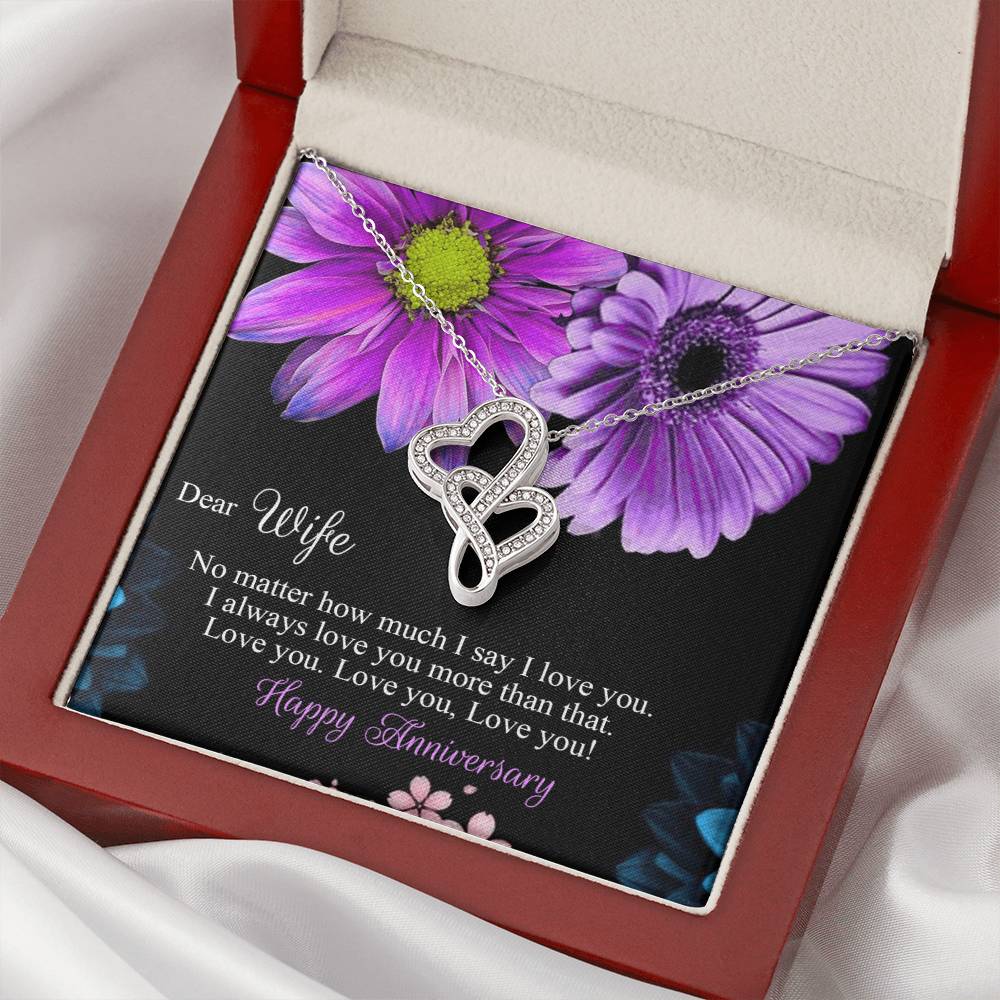 Happy Anniversary Love - To My Wife - Double Heart Necklace Double Hearts Necklace