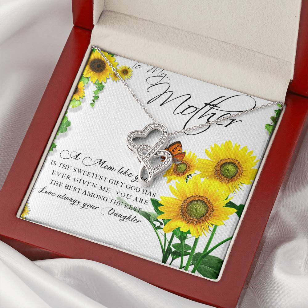 To My Mother A Mom Like You Heart Necklace Double Hearts Necklace