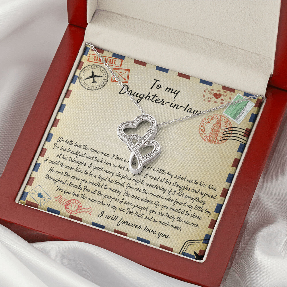 To My Daughter In Law Necklace - I Will Forever Love You - To My Daughter In Law Necklace From Mother In Law - We Both Double Hearts Necklace