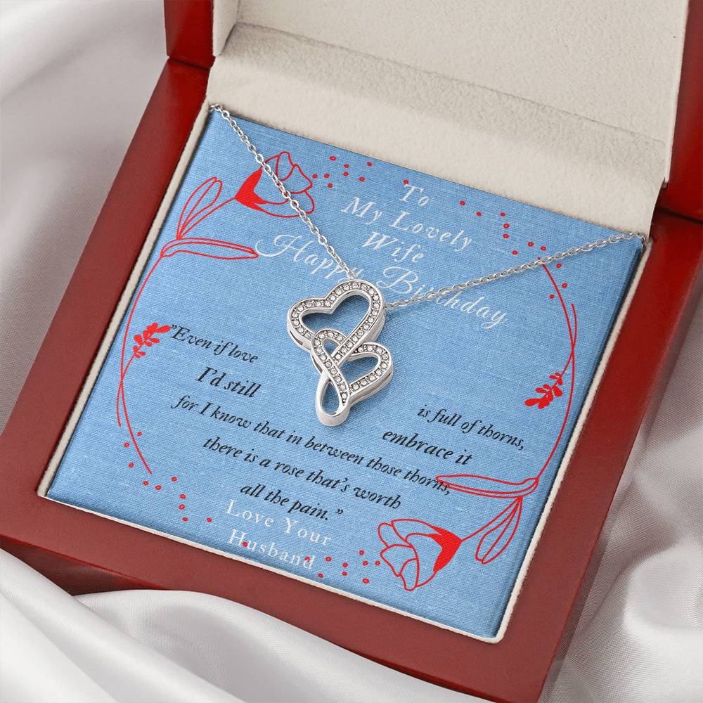 To My Lovely Wife-Happy Birthday-! Double Hearts Necklace