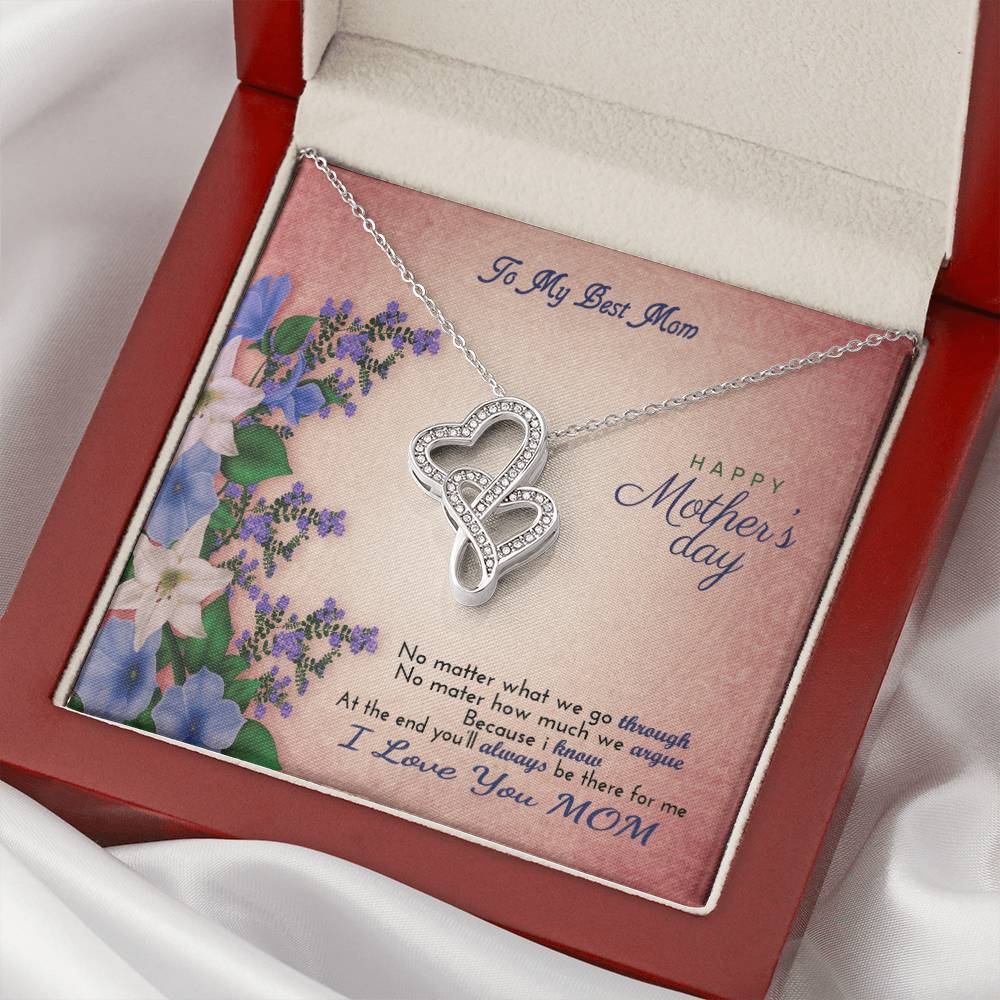 To My Best Mom Happy Mother's Day Double Hearts Necklace