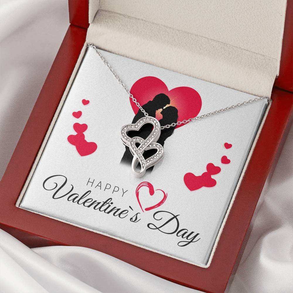 Happy Valentine's Day Necklace - Message Card - Necklaces For Women - Future Mrs. Necklace - En Double Hearts Necklace