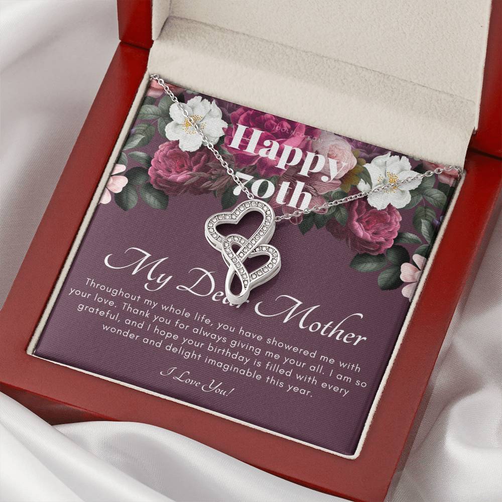 Mother's 70Th Birthday Gift Gift For Mom On Her Birthday Gift For Mom From Daughter & Son Mom Necklace Best Mom Gi Double Hearts Necklace