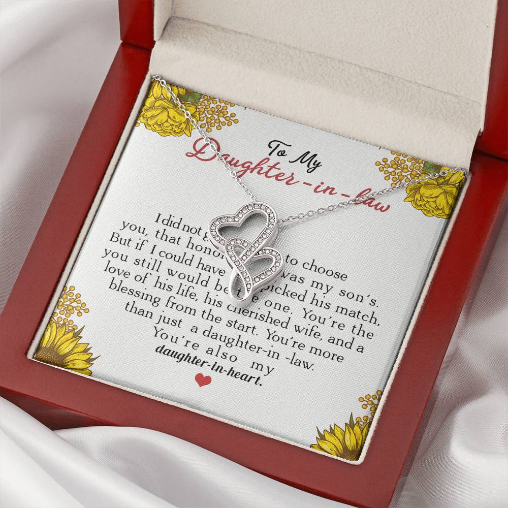 To My Daughter-In-Law You're Also My Daughter In Heart 2 Double Hearts Necklace