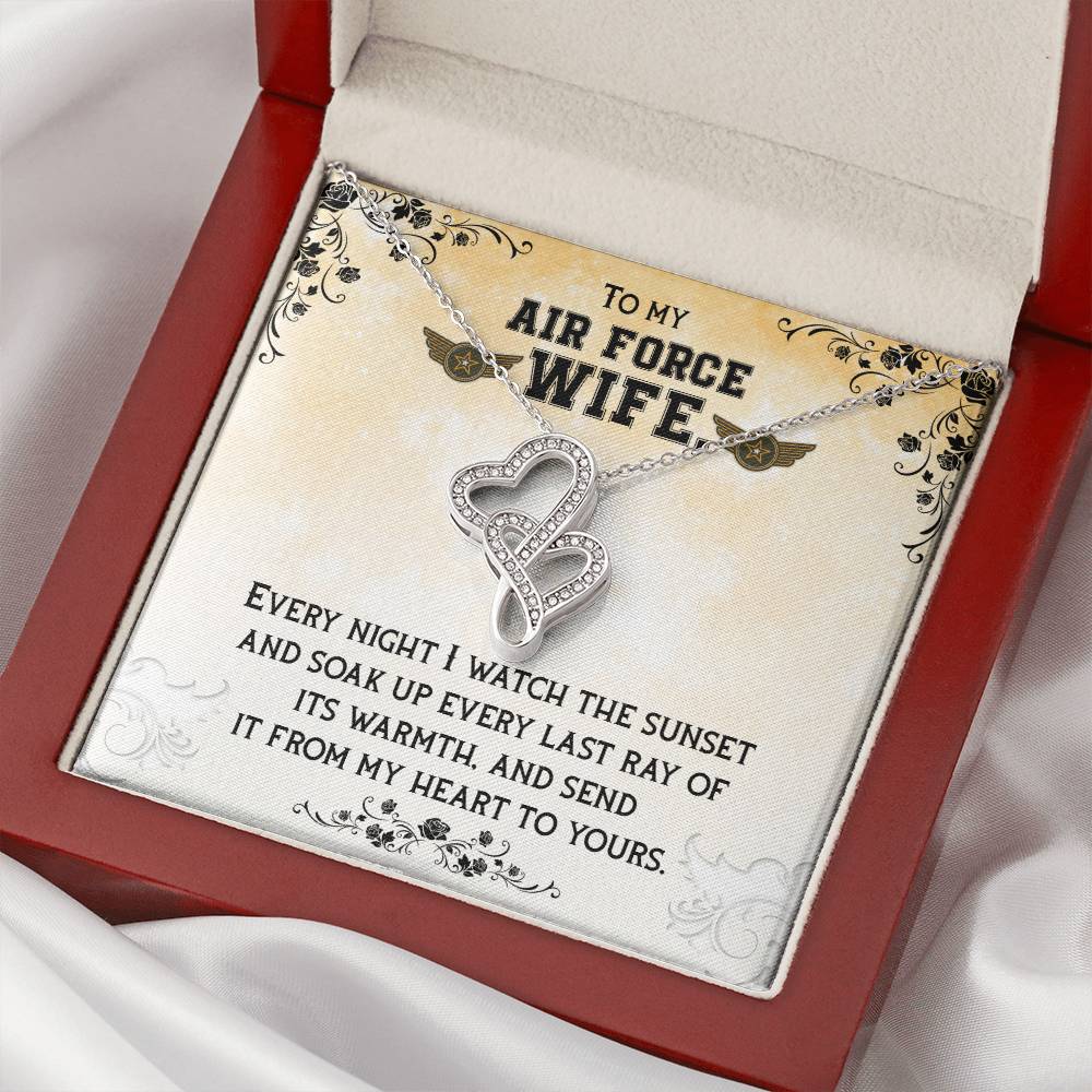 To My Air Force Wife Necklace Double Hearts Necklace