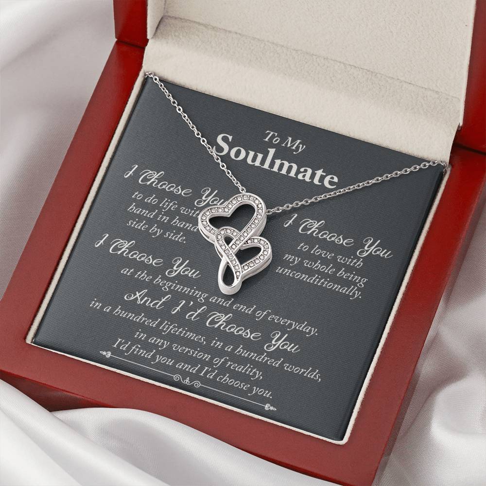 To My Soulmate Necklace Gift For Her Girlfriend Wife Gift Heart Necklace Soulmate Gift Anniversary Valentines Day Birt 1 Double Hearts Necklace