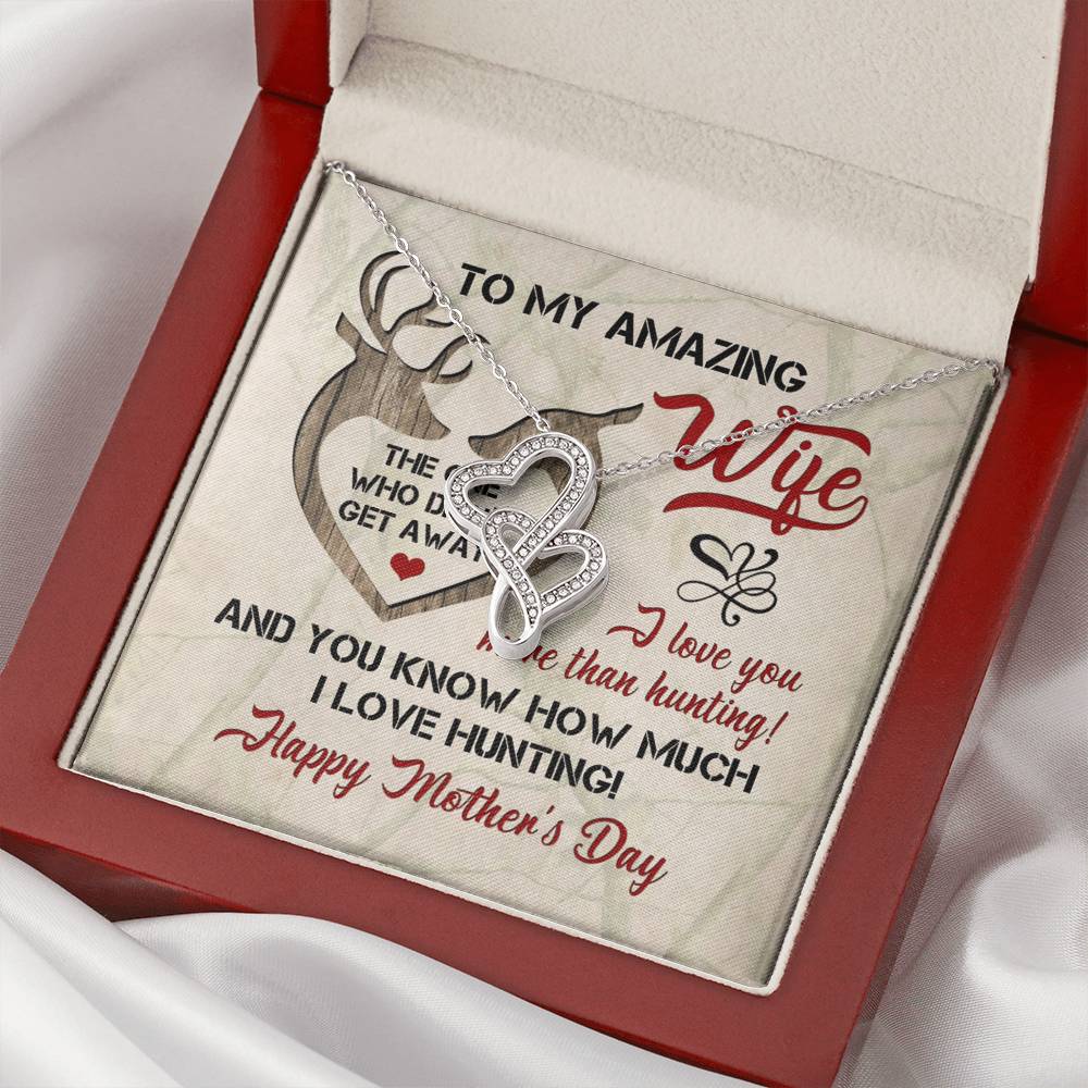 Dear Wife Happy Anniversary - Double Hearts - Love Your Husband - Wife Christmas Gift From Husband Wife Christmas Gift 1 Double Hearts Necklace