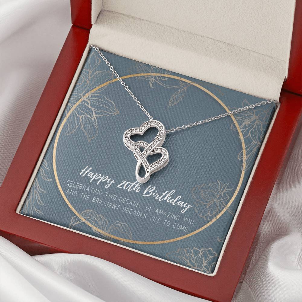 20Th Birthday Gifts For Women Necklace For Her 2 Decade Jewelry 20 Years Old 20Th Birthday Gift Necklace Jewelry Double Hearts Necklace