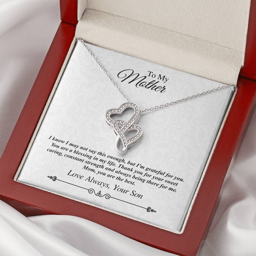'To My Mother' Double Heart Necklace - I'm Grateful For You You Are The Best 1 Double Hearts Necklace