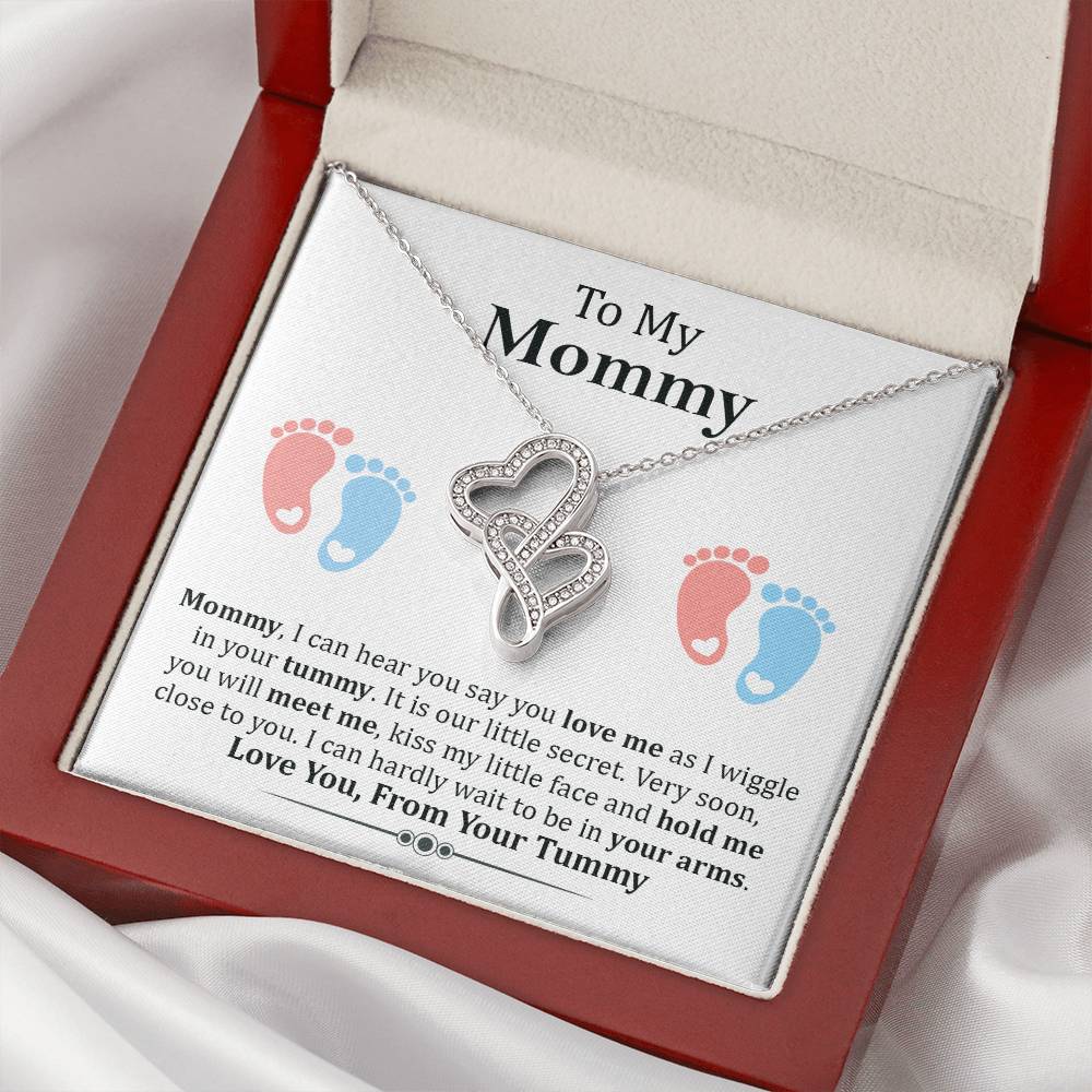 Love You From Your Tummy Double Hearts Necklace
