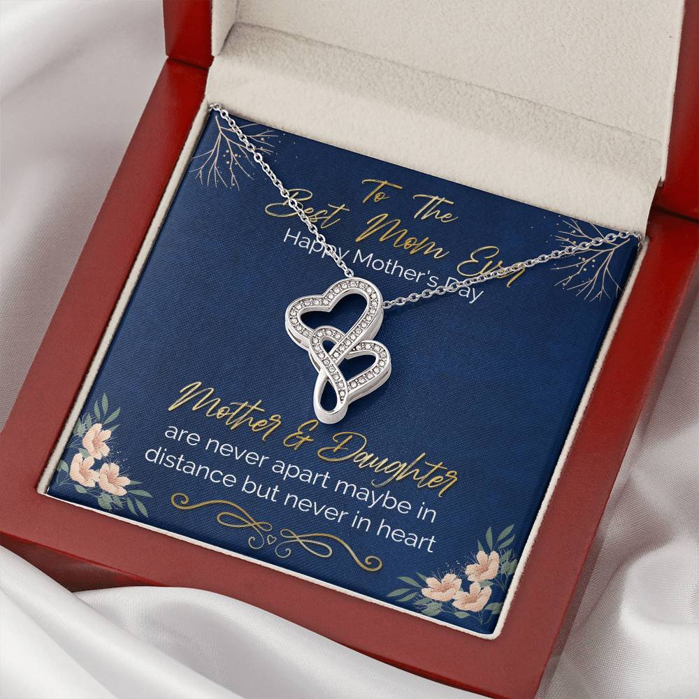 Happy Mother's Day Gift From Daughter Double Hearts Necklace