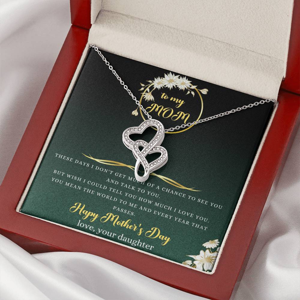 Mothers Day Gift For Mom Double Hearts Necklace