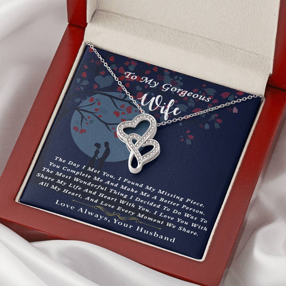 To My Gorgeous Wife - Love Always Your Husband - To My Gorgeous Wife From Husband Double Heart Necklace Gift Wedding D Double Hearts Necklace