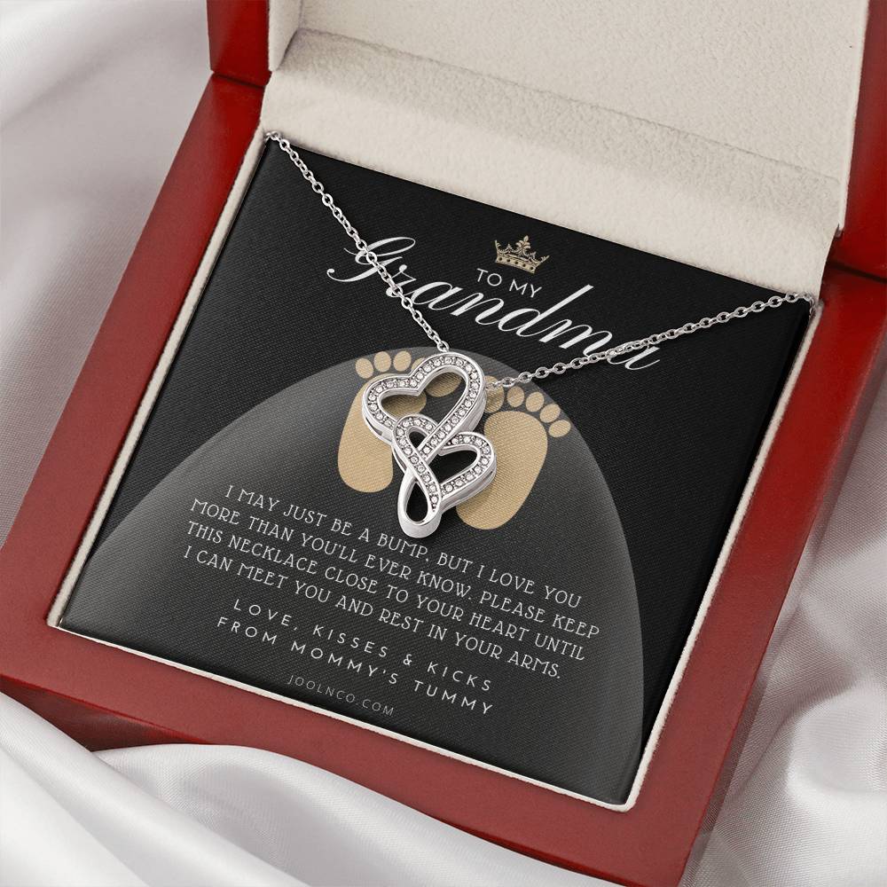 New Grandma Gift Mom To Grandma Necklace Pregnancy Announcement Grandparent Gifts For Grandma First Time Grandma G Double Hearts Necklace