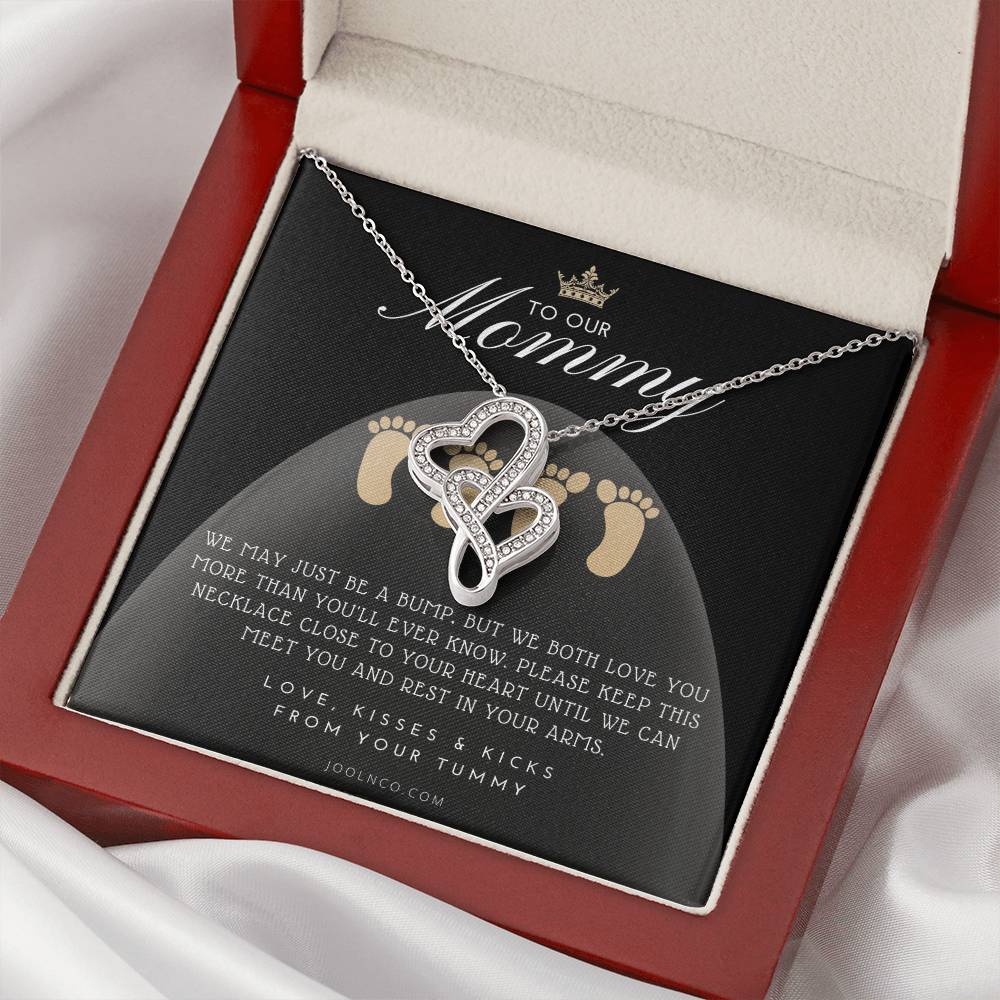 Twin Baby Gift Twins Baby Shower Future Mom Of Twins Twins Gender Reveal Twin Bump To Mom Gift From Twins Mothers Day Double Hearts Necklace