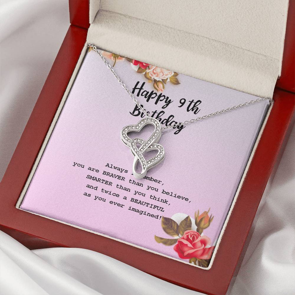 9Th Birthday Gifts For Girls 9Th Birthday Necklace Girls Gift. Gift For Sister Best Friend Daughter Niece Unique 9Th B Double Hearts Necklace