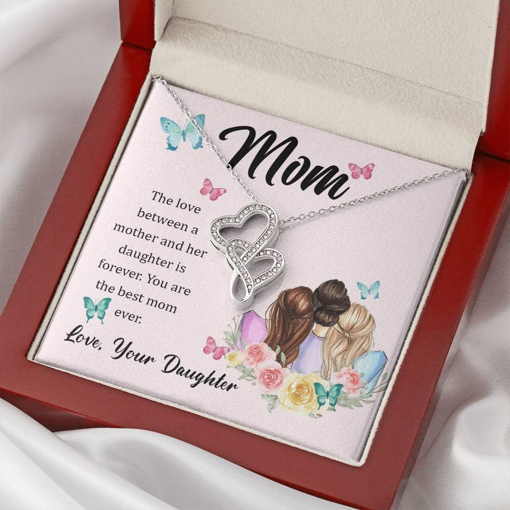 Gift For Mom From Daughter - Double Hearts Necklace