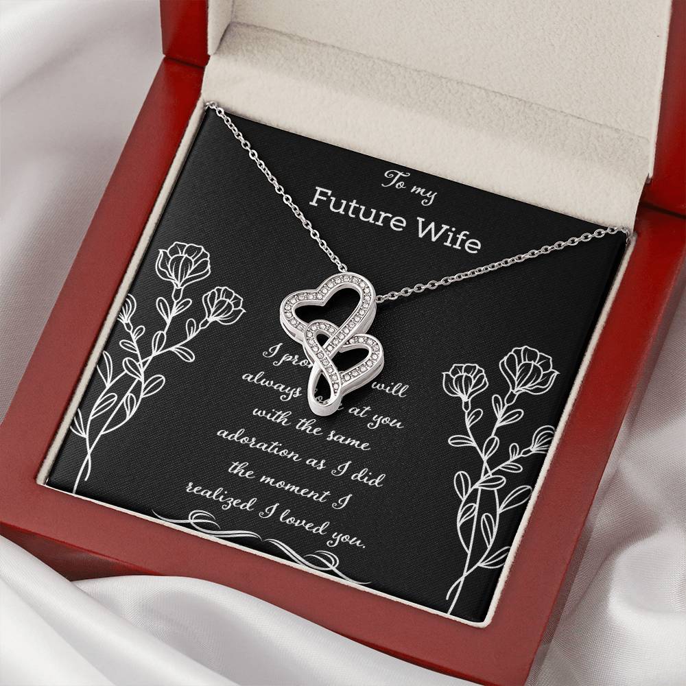 To My Future Wife I Promise I Will Always Look After You Double Hearts Necklace