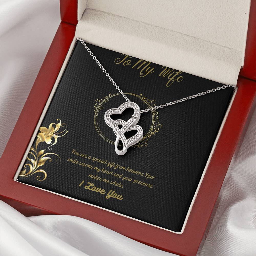 To My Wife Necklacegift Form Husband To Wife. Anniversary Gift From Husband To Wife. Birthday Gift For Wife. Gift For Double Hearts Necklace