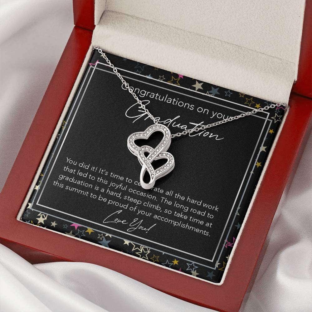 Joined Hearts Necklace College Graduation Gift For Her Phd Graduation Gift For Daughter High School Graduation Gift Fo Double Hearts Necklace
