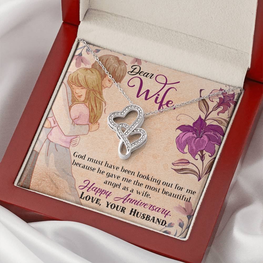 God Gave Me The Most Beautiful Angel As A Wife Double Hearts Necklace