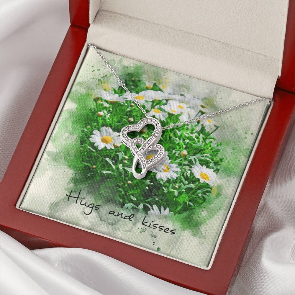 Double Heart Necklace– Daisy Message Card Double Hearts Necklace