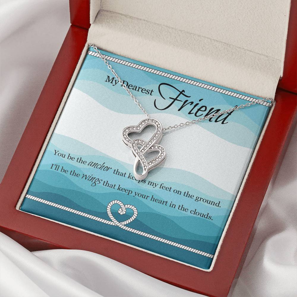 My Dearest Friend - I'll Be The Wing That Keep Your Heart In The Clouds - Necklace Double Hearts Necklace