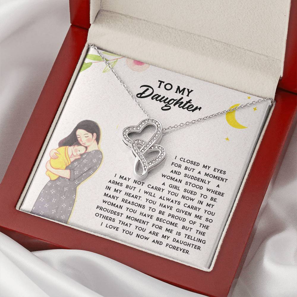 To Daughter From Dad 2 Double Heart Necklace Gift - Mother And Daughter Necklace - Mom Gift - Mother Jewelry - Daught 3 Double Hearts Necklace