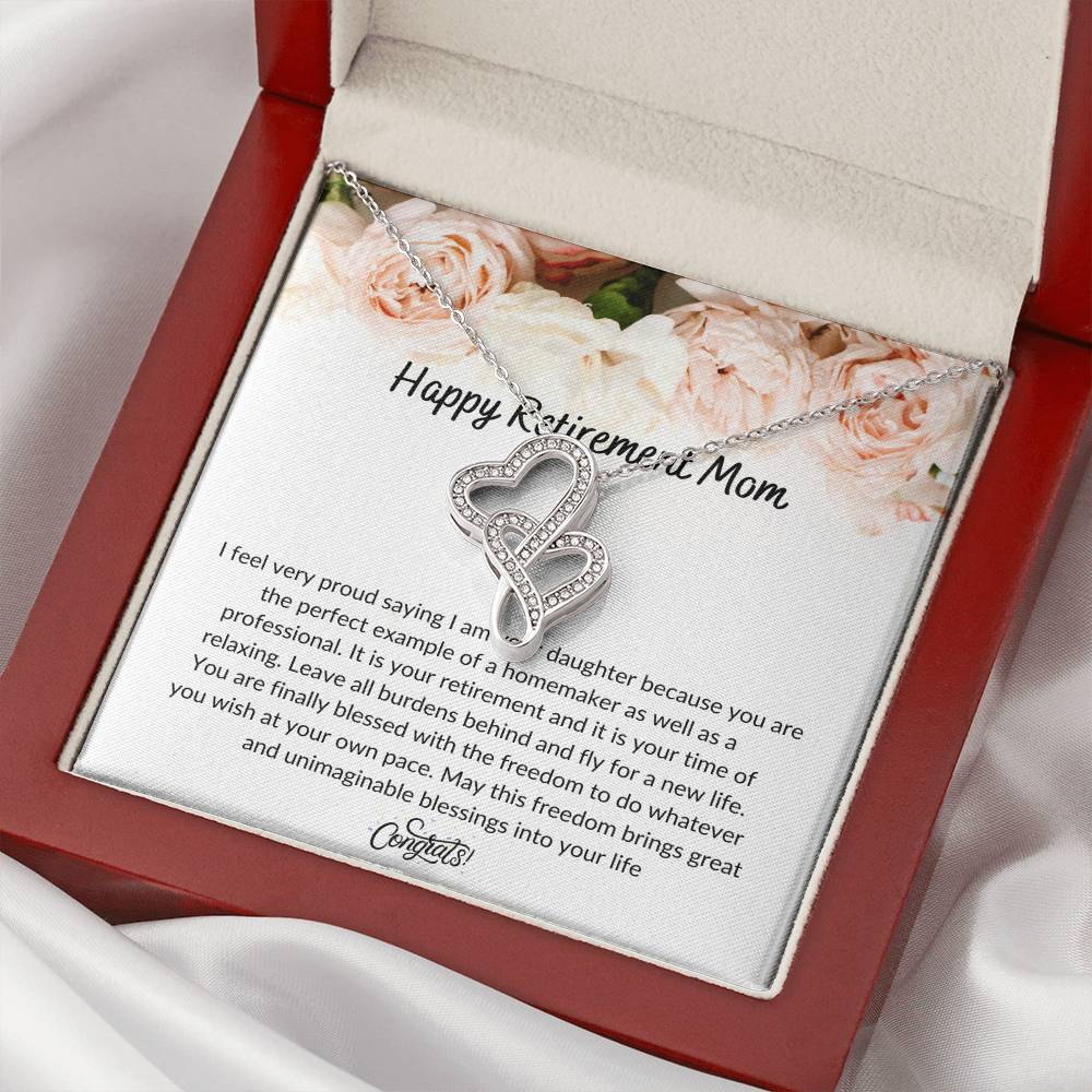 Retiring Mom - Double Heart Double Hearts Necklace