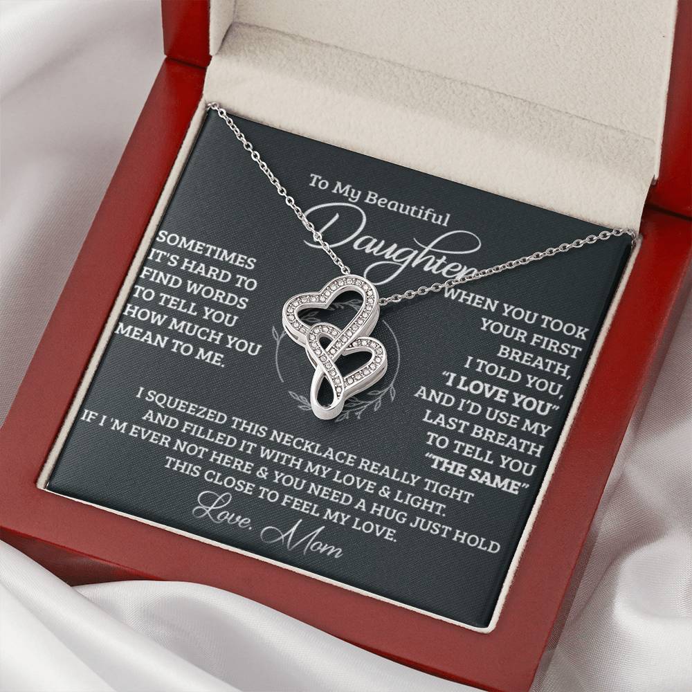 To My Beautiful Daughter Necklace - Daughter Gift - To My Daughter Necklace From Mom - To My Daughter Necklace From Da 1 Double Hearts Necklace
