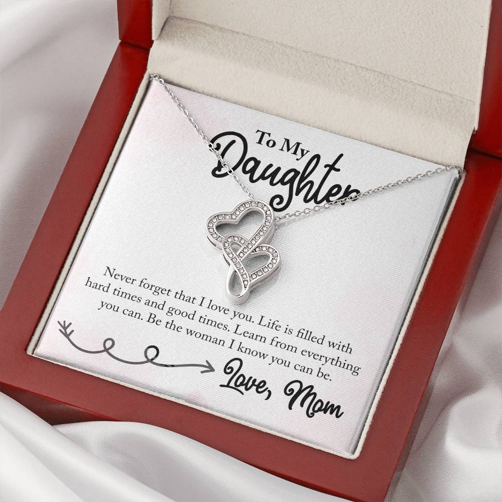 To Daughter From Dad 2 Double Heart Necklace Gift - Gifts For Daughter Gifts For Her - Birthday Gifts - Daughter Gift 1 Double Hearts Necklace