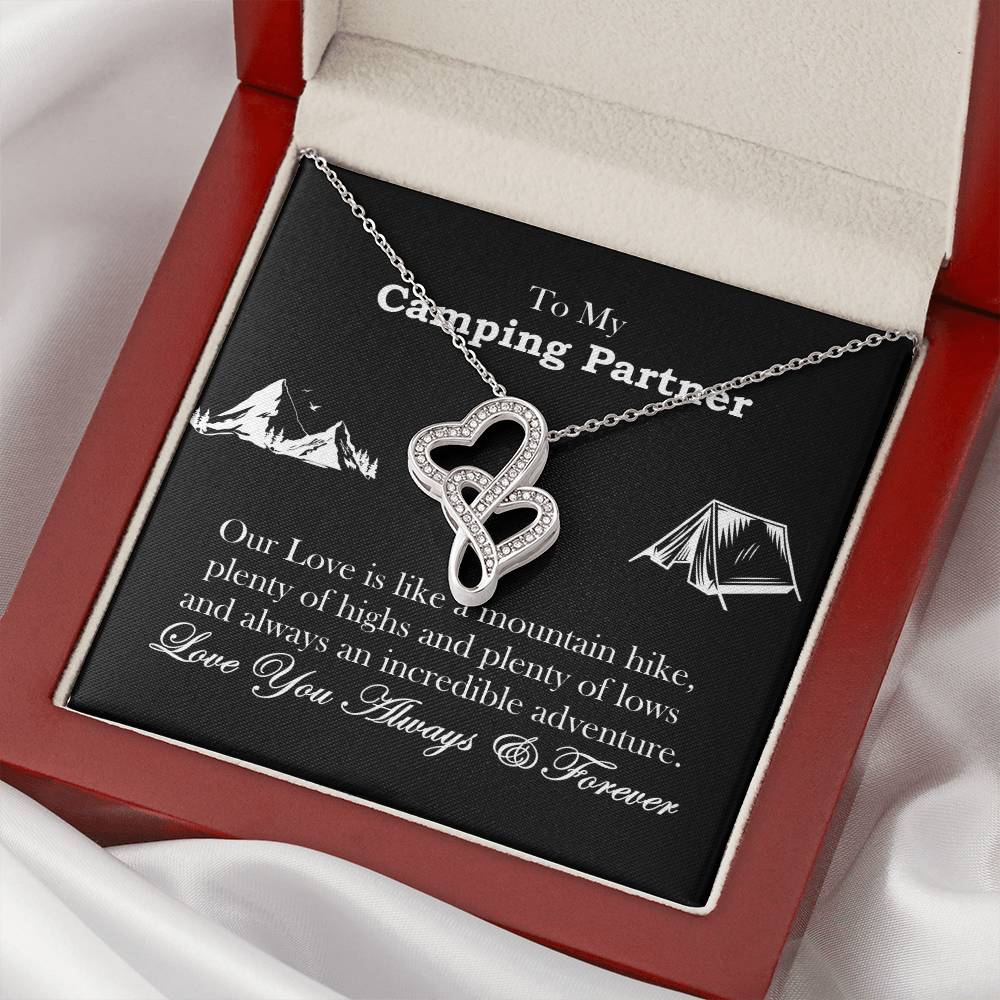 Camping Partner Double Hearts Necklace