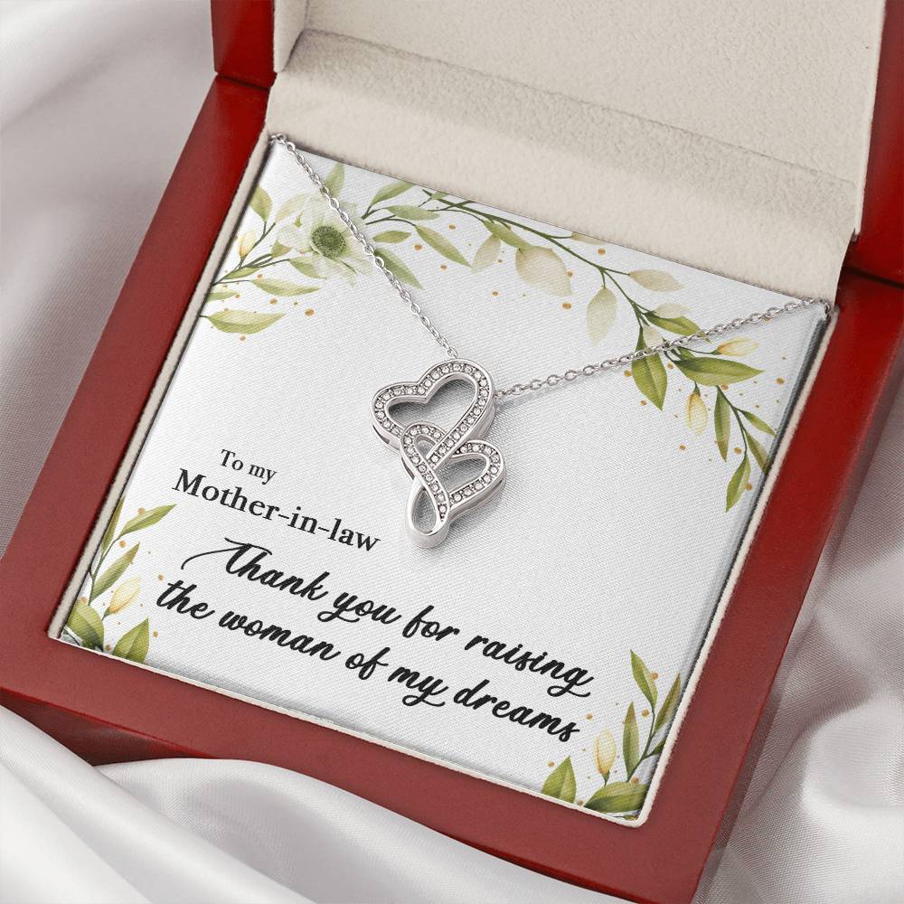 To My Mother In Law Thank You For Raising The Woman Of My Dreams 1 Double Hearts Necklace