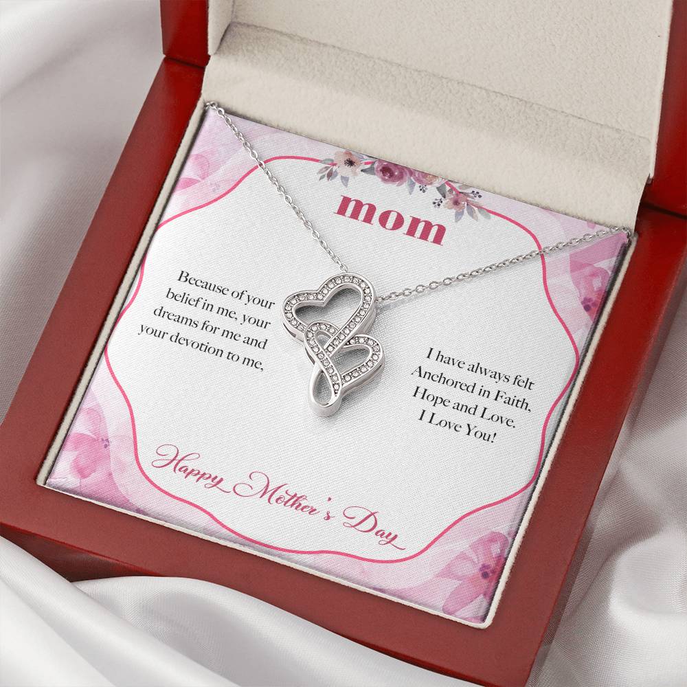 Mother's Day Gift From Daughter To Mom Forever Love Gift For Mom Double Hearts Necklace