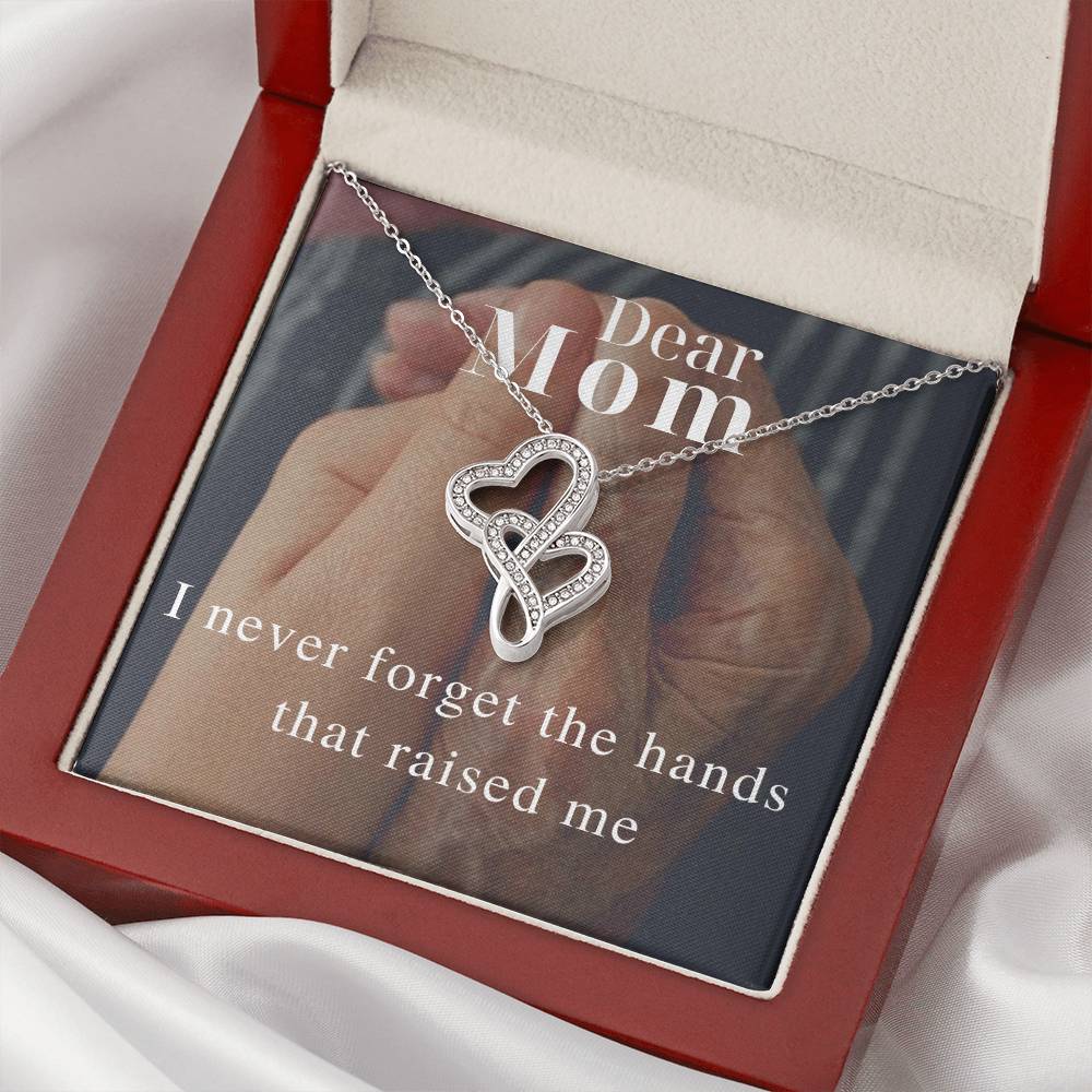 I Never Forget The Hands That Raised Me - ! Double Hearts Necklace