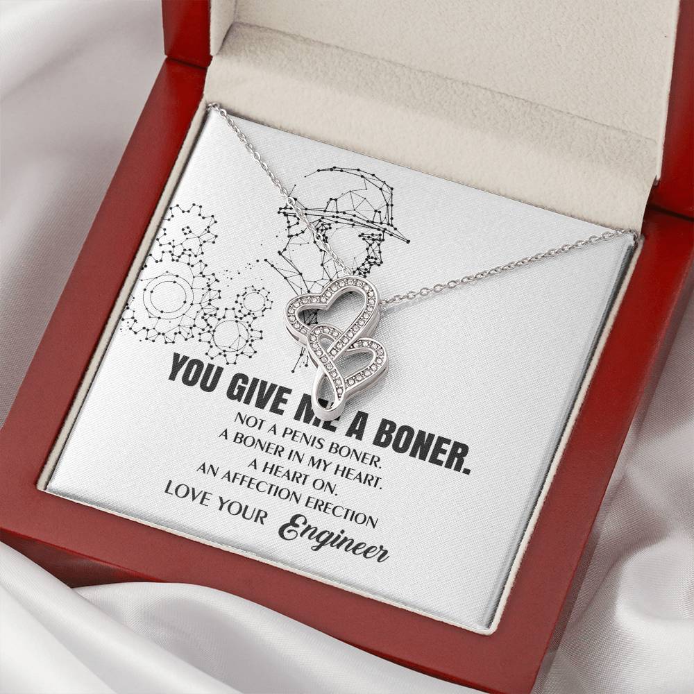 You Give Me A Heart Boner An Affection Erection Funny & Sarcastic Love For Her Mature Best Fu Double Hearts Necklace