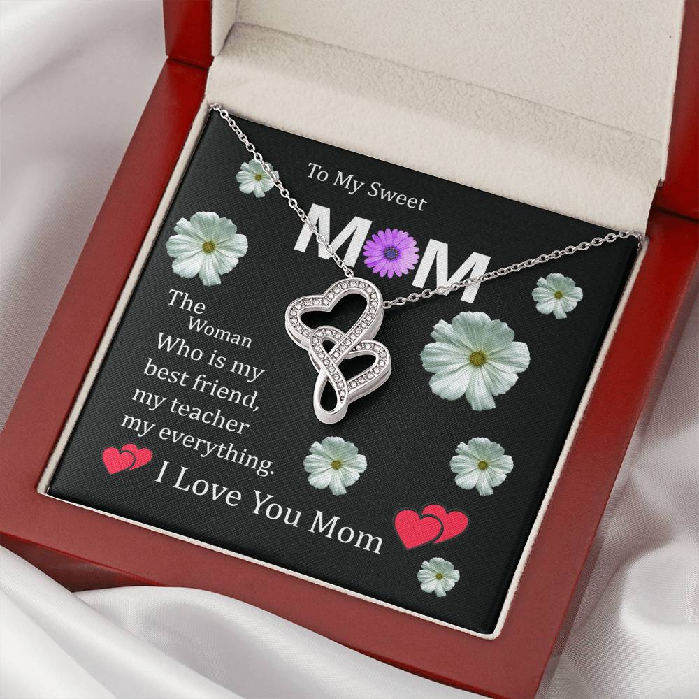 To My Mom Double Hearts Beautiful Necklace Gift For Mom Double Hearts Necklace