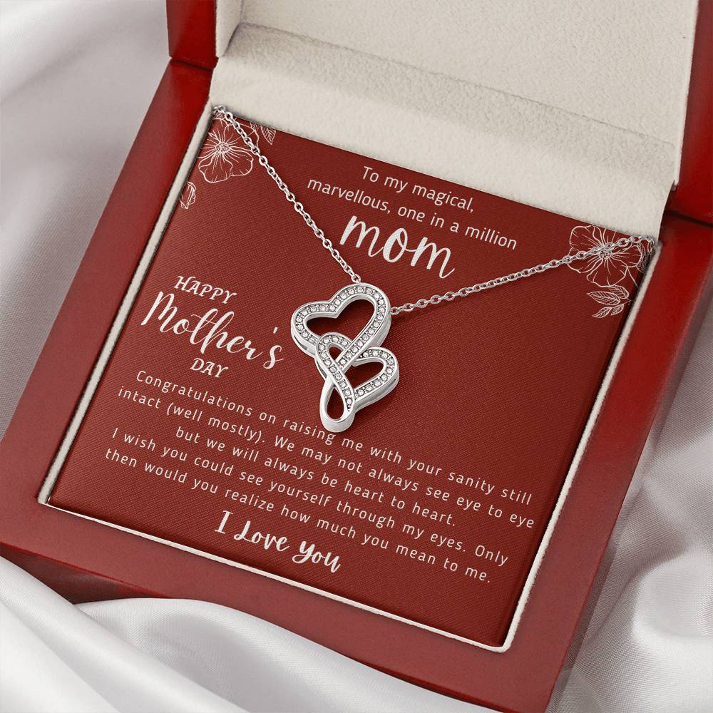 To My Magical Marvellous One In A Million Mom - Perfect Gift For Mother - Love Knot Necklace - Happy Mothers Day Gifts Double Hearts Necklace