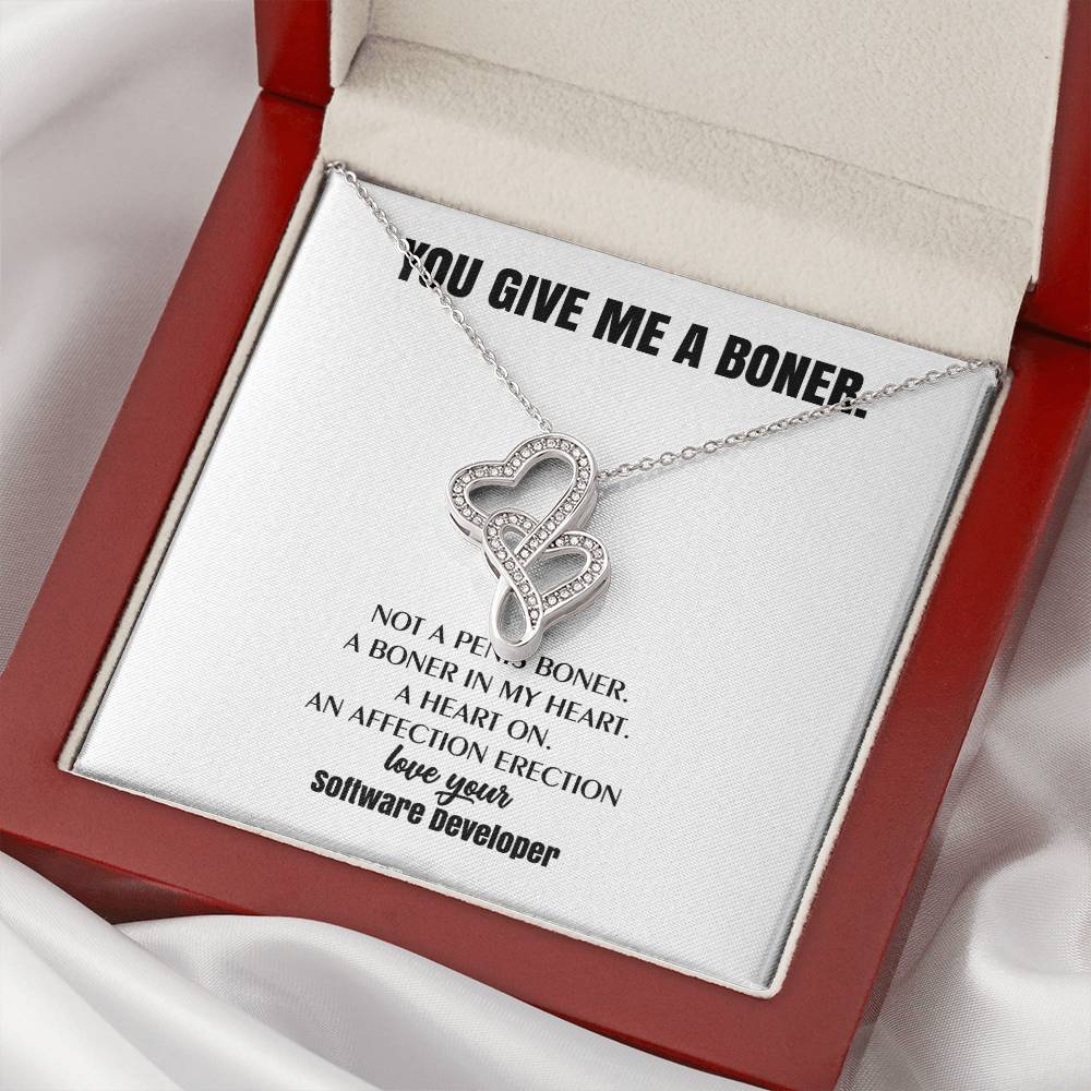 You Give Me A Heart Boner An Affection Erection Funny & Sarcastic Love For Her Mature Best Fu 7 Double Hearts Necklace