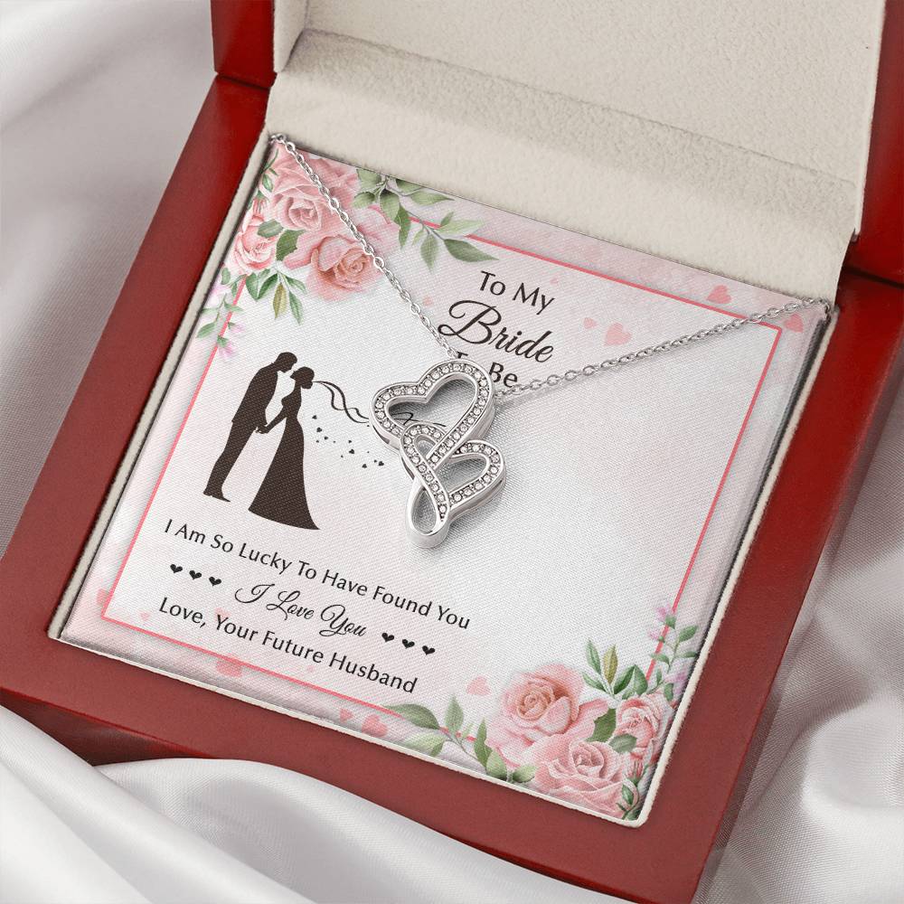 To My Bride To Be... Double Heart Design Double Hearts Necklace