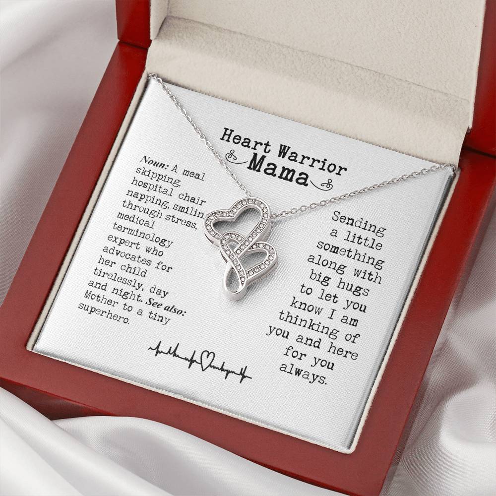 Heart Warrior Mom Double Hearts Necklace