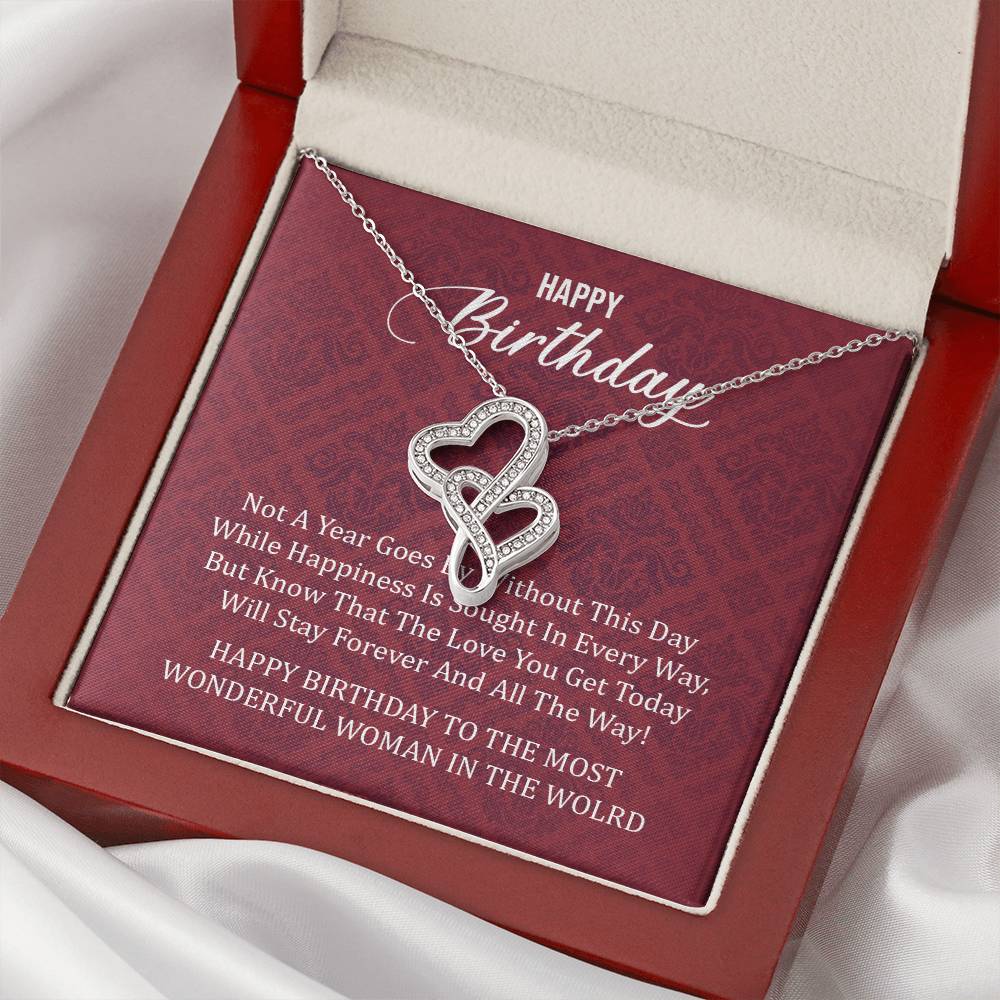 Happy Birthday To The Most Wonderful Woman In The World 1 Double Hearts Necklace