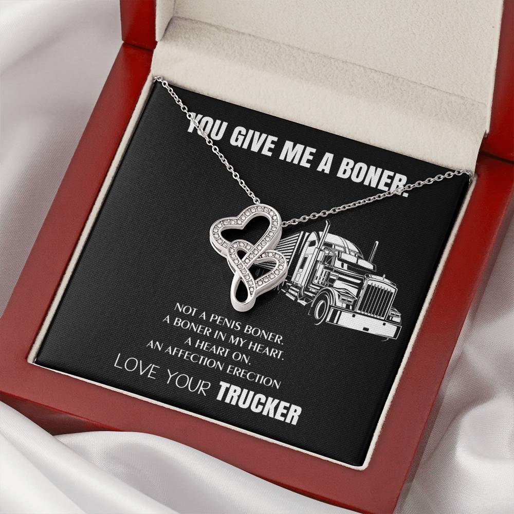 You Give Me A Heart Boner An Affection Erection Funny & Sarcastic Love For Her Mature Gag Gif Double Hearts Necklace