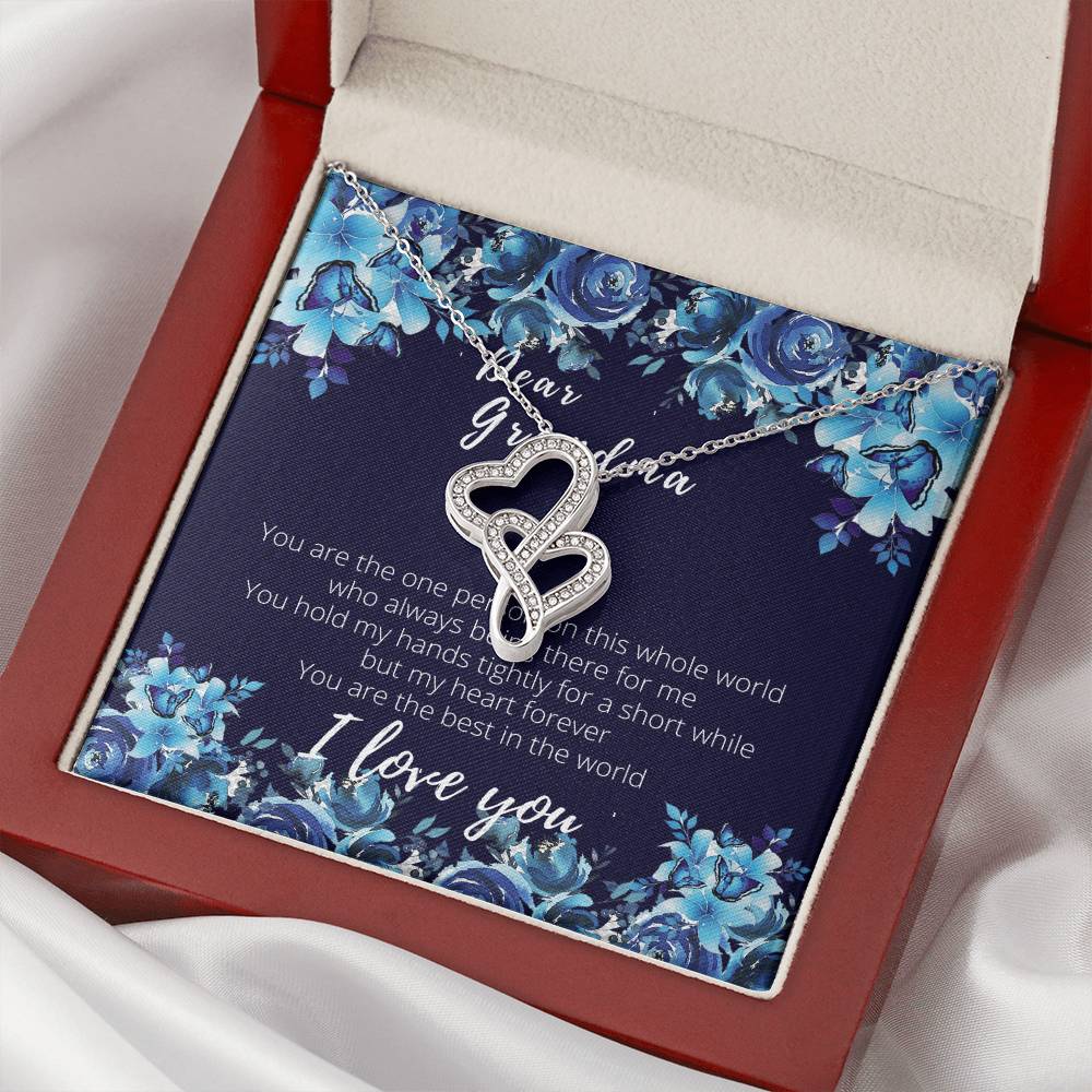 Gorgeous For Grandma Double Hearts Necklace