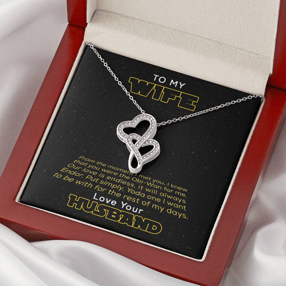To My Wife Love Your Husband - To My Wife Necklace Anniversary Gift For Wife Gift For Wife Necklace For Wife Birthday Double Hearts Necklace