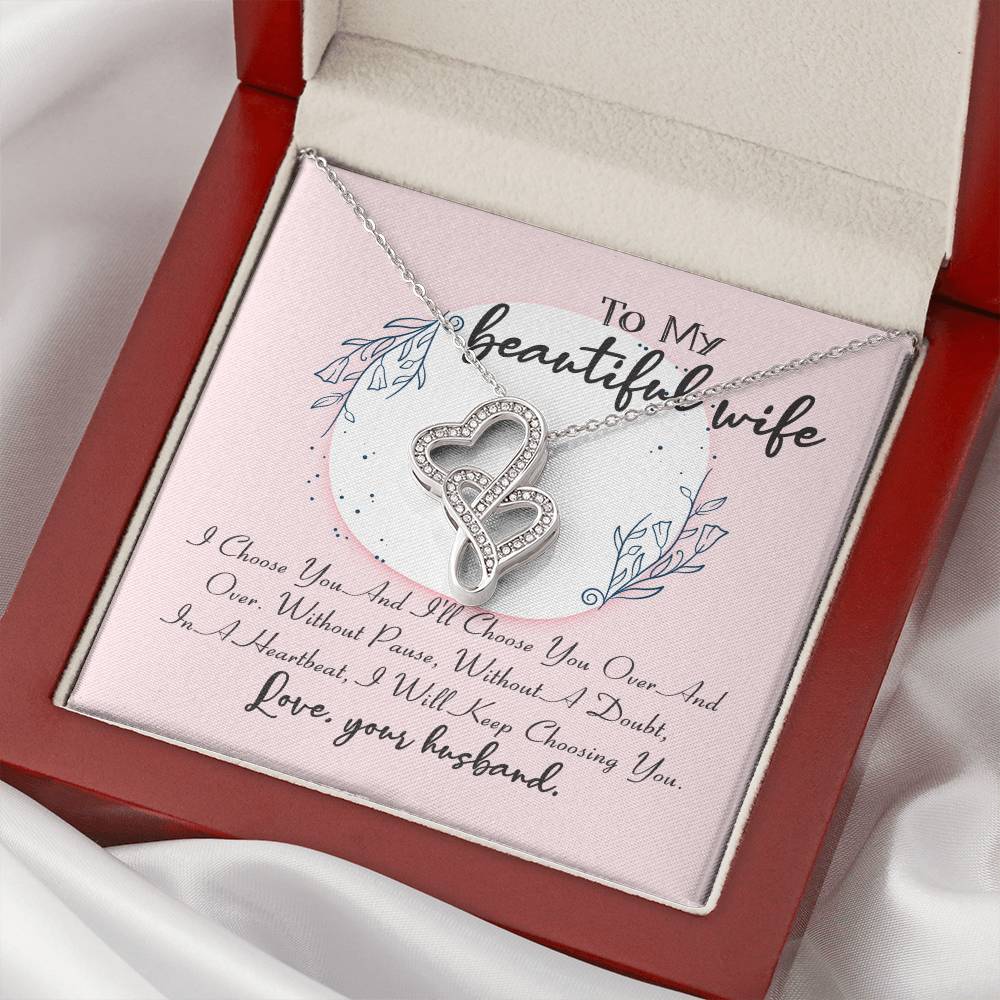I Choose You I Will Keep Choosing You Anniversary - Interlocking Hearts Necklace Double Hearts Necklace