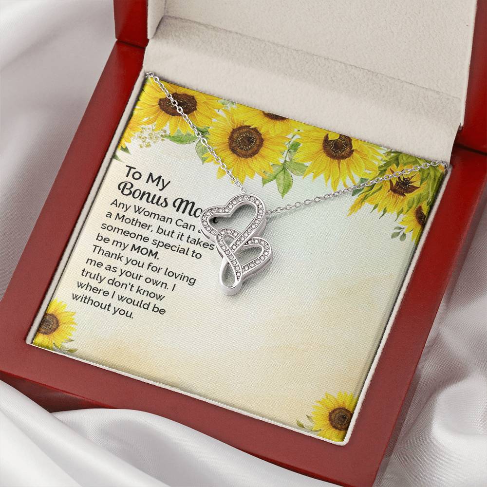 To My Bonus Mom - Double Hearts Necklace