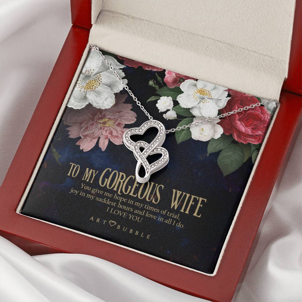 Mothers Day Wife Gift Double Hearts Necklace